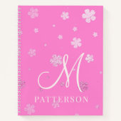 Monogram Girly Faux Folie Floral Chic Modern Naam Notitieboek (Voorkant)