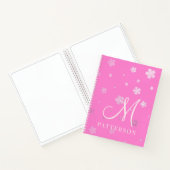 Monogram Girly Faux Folie Floral Chic Modern Naam Notitieboek (Binnen)