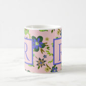 Monogram Girly Floral Pattern Roze Koffiemok (Center)