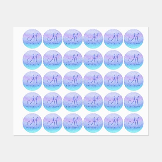 Monogram Girly Glitter Chic Modern Name Iron on Labels (Vel)