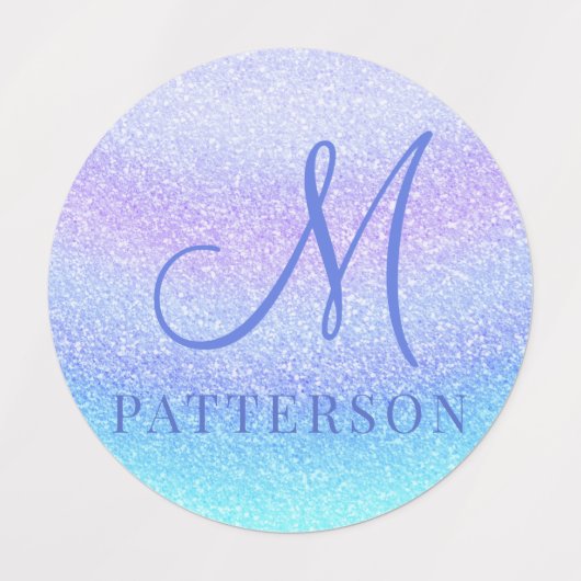 Monogram Girly Glitter Chic Modern Name Iron on Labels (Design 2)