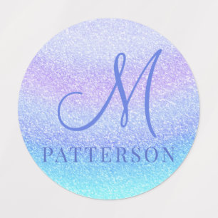Monogram Girly Glitter Chic Modern Name Iron on Labels
