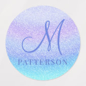 Monogram Girly Glitter Chic Sparkle Modern Name Labels (Design 2)