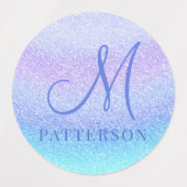 Monogram Girly Glitter Chic Sparkle Modern Name Labels (Design 1)