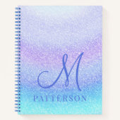 Monogram Girly Glitter Chic Sparkle Modern Name Notitieboek (Voorkant)