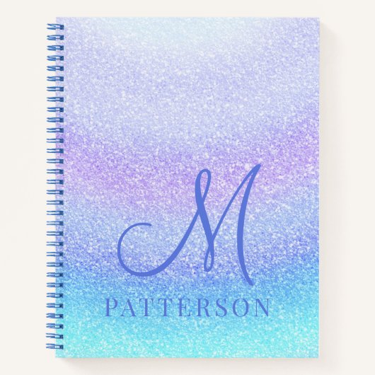 Monogram Girly Glitter Chic Sparkle Modern Name Notitieboek (Voorkant)