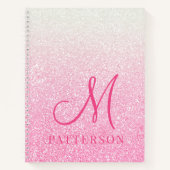 Monogram Girly Glitter Chic Sparkle Modern Name Notitieboek (Voorkant)