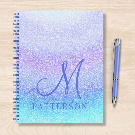 Monogram Girly Glitter Chic Sparkle Modern Name Notitieboek