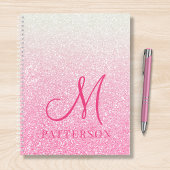 Monogram Girly Glitter Chic Sparkle Modern Name Notitieboek