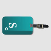 Monogram Girly Green Heart Simple Modern Chic Bagagelabel (Voorkant (horizontaal))