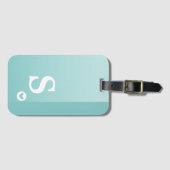 Monogram Girly Mint Green Heart Simple Modern Chic Bagagelabel (Voorkant (horizontaal))