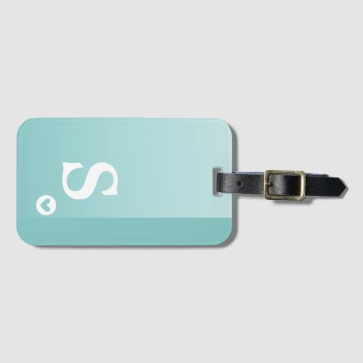 Monogram Girly Mint Green Heart Simple Modern Chic Bagagelabel (Voorkant (horizontaal))