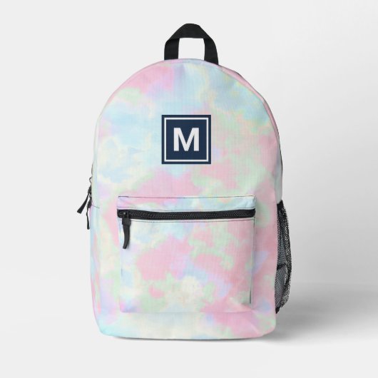 Monogram Girly Pastel Stropdas-dye rugzak (Voorkant)