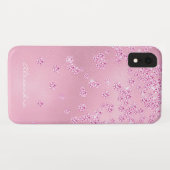 Monogram  Girly Pink Diamond Bling Confetti Case-Mate iPhone Case (Achterkant (horizontaal))