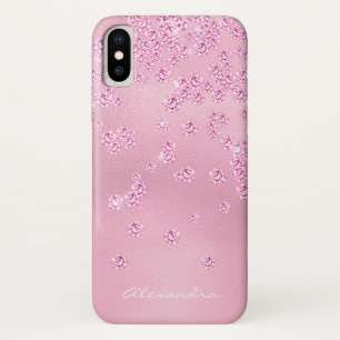 Monogram  Girly Pink Diamond Bling Confetti Case-Mate iPhone Case