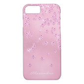 Monogram  Girly Pink Diamond Bling Confetti Case-Mate iPhone Case (Achterkant)