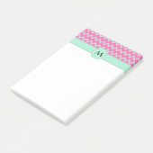 Monogram Girly Pink en Green Zigzag Pattern Post-it® Notes (Schuin)