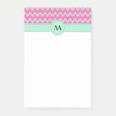 Monogram Girly Pink en Green Zigzag Pattern Post-it® Notes (Voorkant)