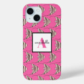 Monogram Girly Pink Fish Pattern Persoonlijk Case-Mate iPhone Case (Achterkant)