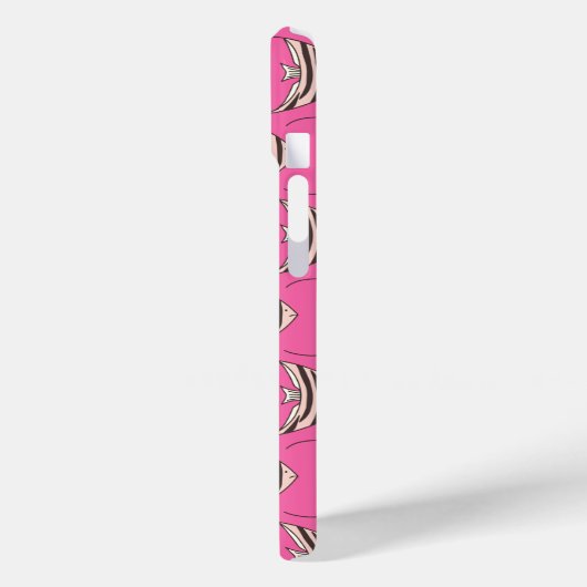 Monogram Girly Pink Fish Pattern Persoonlijk Case-Mate iPhone Case (Achterkant / Links)