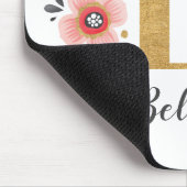 Monogram Girly Pink Floral Muismat (Hoek)