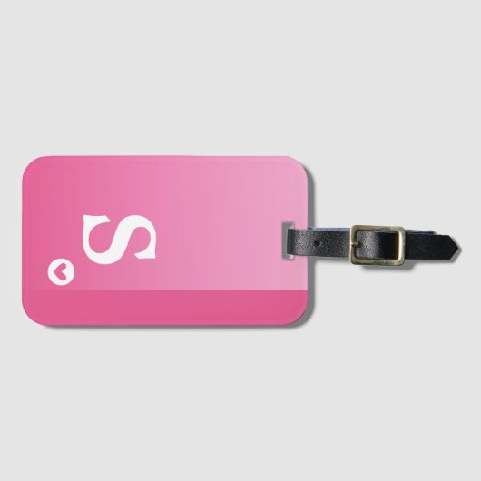 Monogram Girly Pink Heart Simple Modern Chic Bagagelabel (Voorkant (horizontaal))