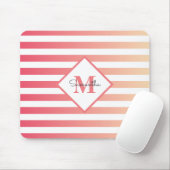 Monogram Girly Pink Peach Ombre Stripes Muismat (Met muis)