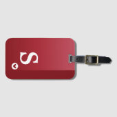 Monogram Girly Red Heart Simple Modern Chic Bagagelabel (Voorkant (horizontaal))