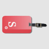 Monogram Girly Red Heart Simple Modern Chic Bagagelabel (Voorkant (horizontaal))