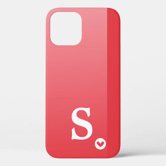 Monogram Girly Red Heart Simple Modern Chic Case-Mate iPhone Case (Achterkant)