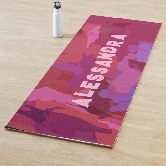 Monogram girly rood roze abstract patroon modern yogamat (In situ)