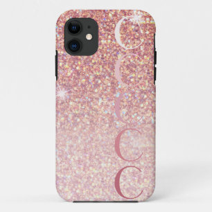 Monogram Girly Roos Gold Glitter Case-Mate iPhone Case