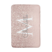Monogram Girly Roos Gouden Glitter Blush Roze Badmat (Voorkant Verticaal)