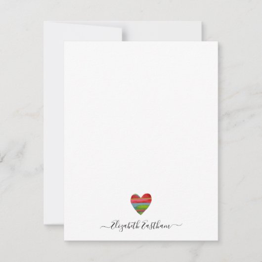 Monogram Girly Script Simple Heart Note Kaart Notitiekaartje (Voorkant)