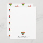 Monogram Girly Script Simple Heart Note Kaart Notitiekaartje (Voorkant / Achterkant)