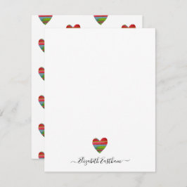 Monogram Girly Script Simple Heart Note Kaart Notitiekaartje