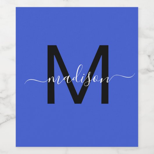 Monogram Girly Script Wijn Etiket (Enkel label)