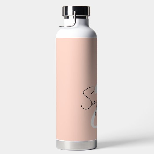 Monogram girly stijl zacht roze waterfles (Rechts)