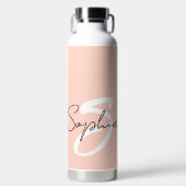 Monogram girly stijl zacht roze waterfles (Voorkant)