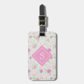 Monogram  Girly Tea Cups Bagagelabel (Voorkant verticaal)