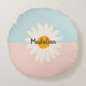 Monogram girly twee tinten kleurenblok Roze Blauw Rond Kussen (Voorkant)