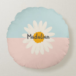 Monogram girly twee tinten kleurenblok Roze Blauw Rond Kussen