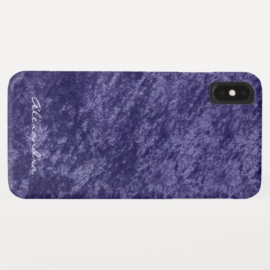 Monogram Girly Violet Paarse Velvet Faux Stof Case-Mate iPhone Case (Achterkant (horizontaal))