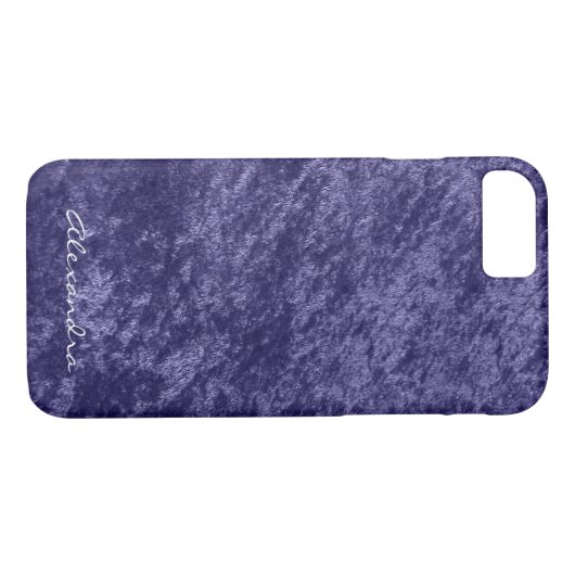Monogram Girly Violet Paarse Velvet Faux Stof Case-Mate iPhone Case (Achterkant (Horizontaal))