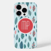 Monogram Girly Whimsical Leaves Pattern Case-Mate iPhone Case (Achterkant)