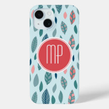 Monogram Girly Whimsical Leaves Pattern