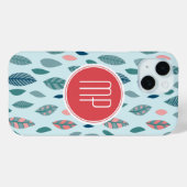 Monogram Girly Whimsical Leaves Pattern Case-Mate iPhone Case (Achterkant (horizontaal))