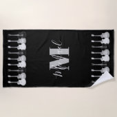 Monogram gitaarpatroon zwart-wit strandlaken (Voorkant)