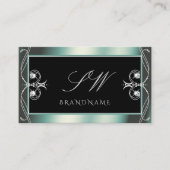 Monogram gladde zwarte en Blauwgroen Sparkle Diamo Visitekaartje (Voorkant)
