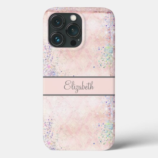 Monogram Glam Roze Wit Glans Elegant Case-Mate iPhone Case (Achterkant)